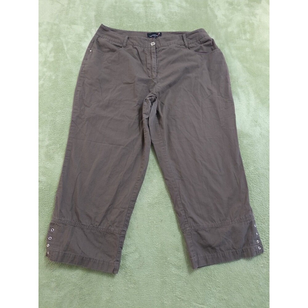 LauraPlus Womens Plus Size 14+ Capri Pants Brown Cropped Grommet Detail Casual